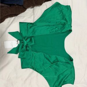 Emerald Green backless crop with Bow Detail
